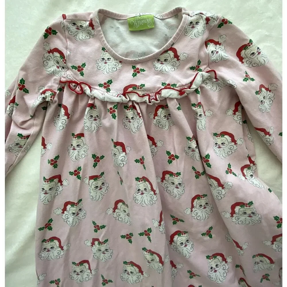 Girls Pink Santa Ruffle Dress Size 6